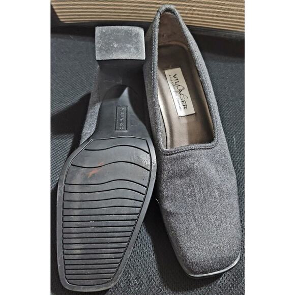 Villager Liz Claiborne Gray "Corby" 3" Square Heeled Pump Size 9A Soft Comfy - Picture 2 of 4